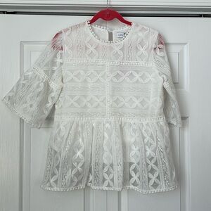 Chicwish White Lace Peplum Blouse